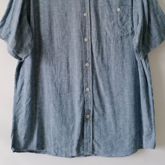 Weatherproof Vintage Mens Denim Blue Washable Linen Button Down Shirt Size XL - Picture 3 of 7